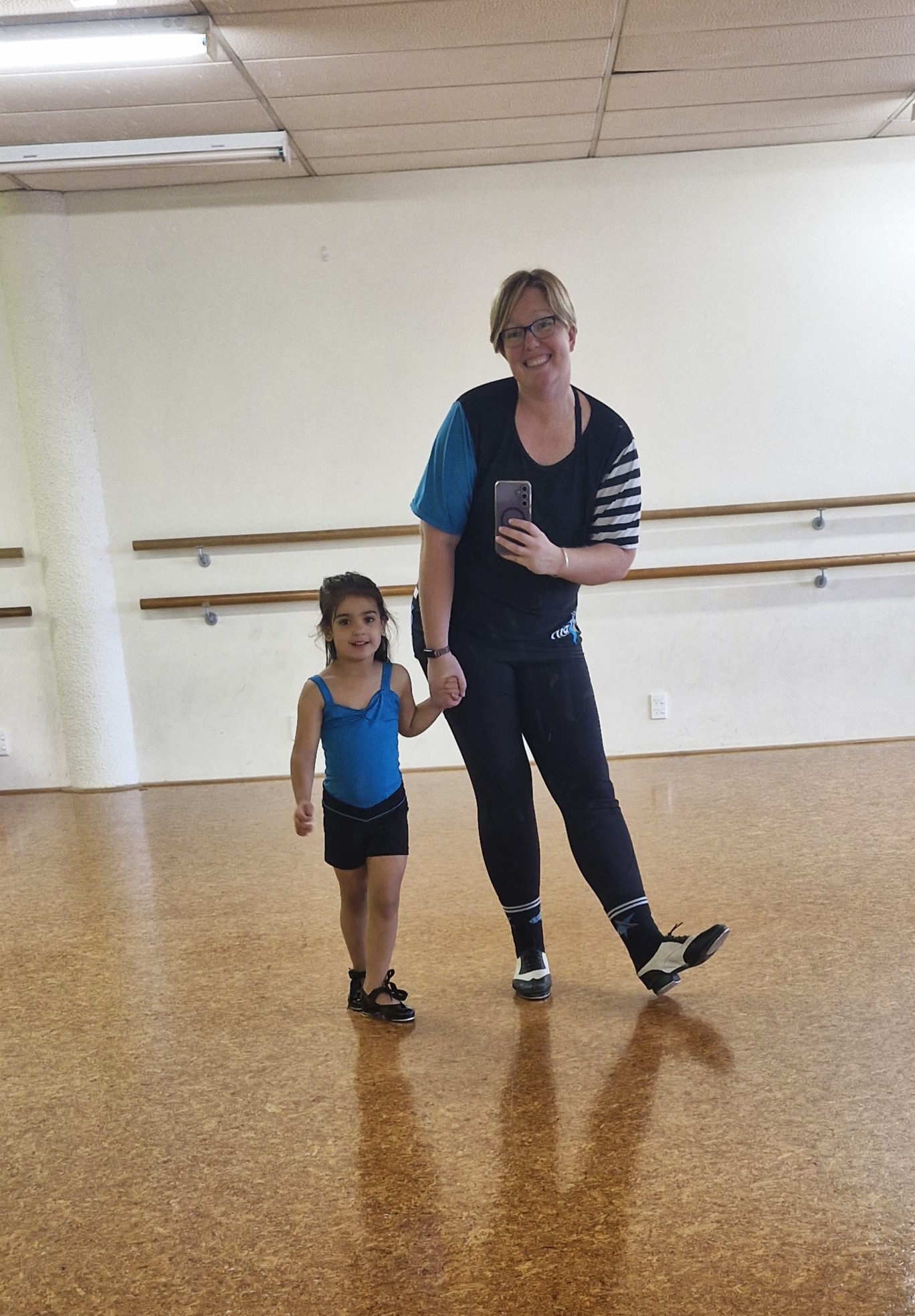 preschool dancer and her teacher